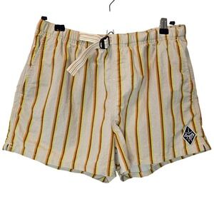 Prana‎ Stripe Retro Heritage Outdoors Hiking Shorts Beige Relaxed Fit Mens XS